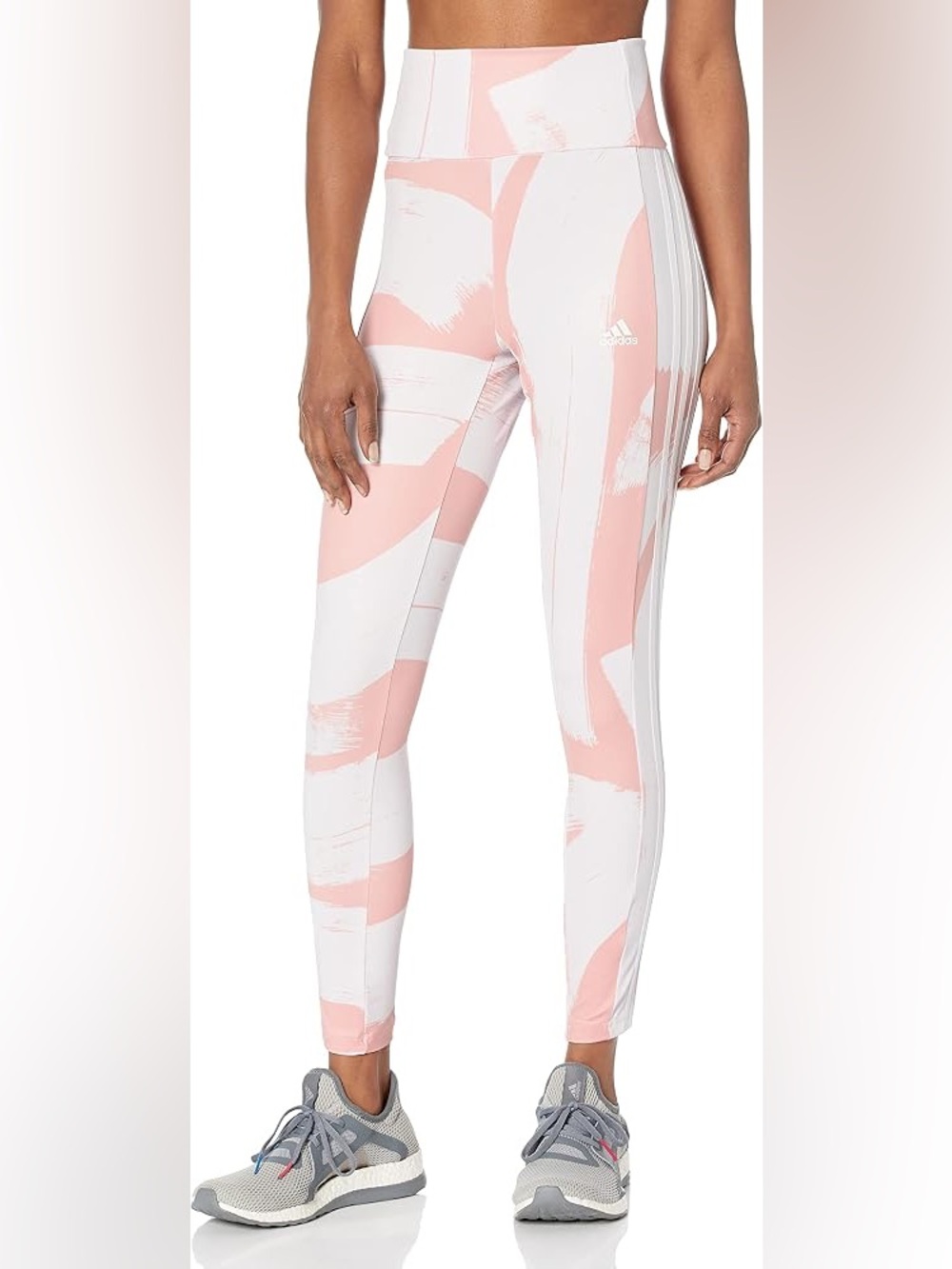 NWT ADIDAS Aeroready Designed to Move Graphic Hugh-Waist Tights, Pink/White (M)